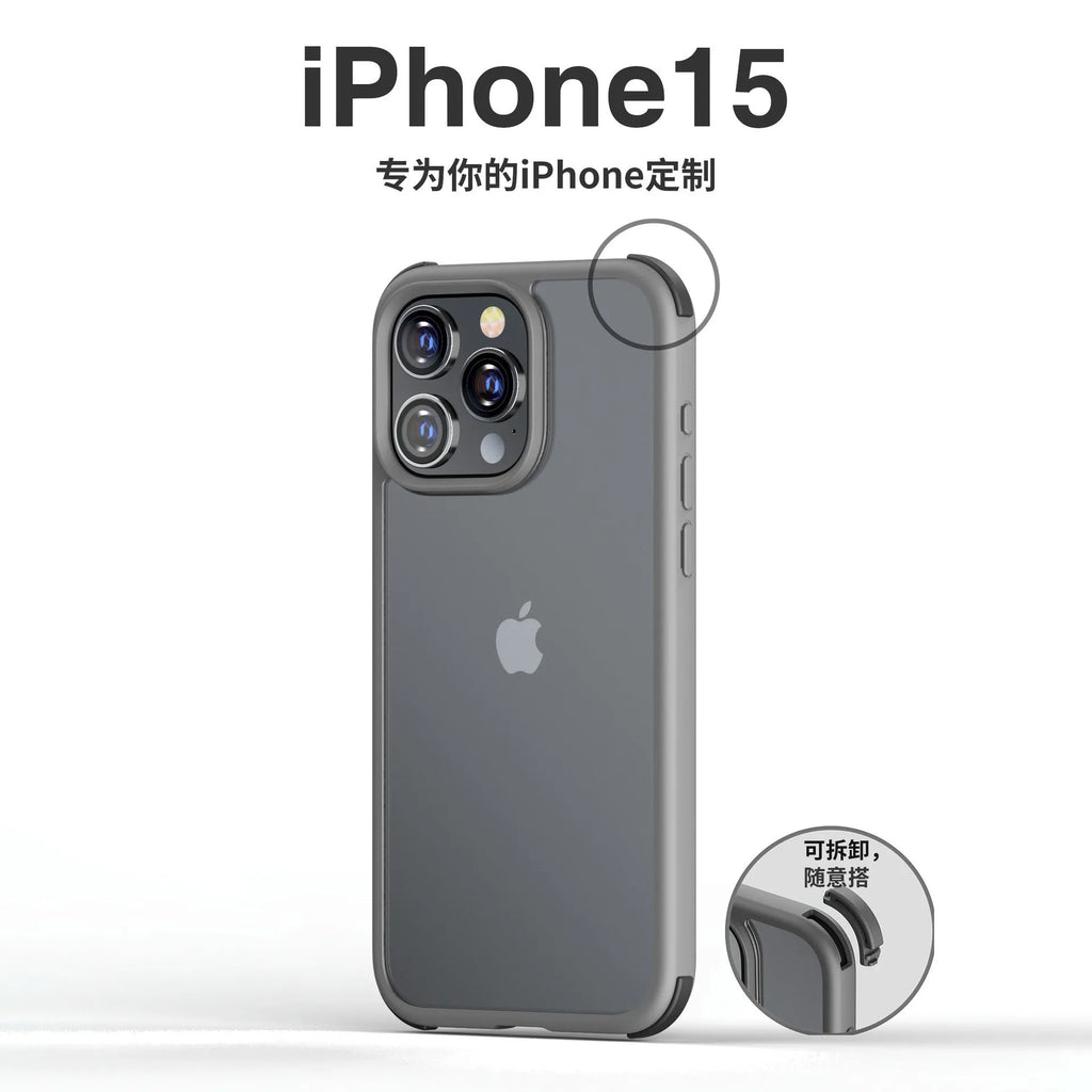 Matte frosted silicone magnetic phone case for Apple iPhone 15 series in black with five-pointed star ring design