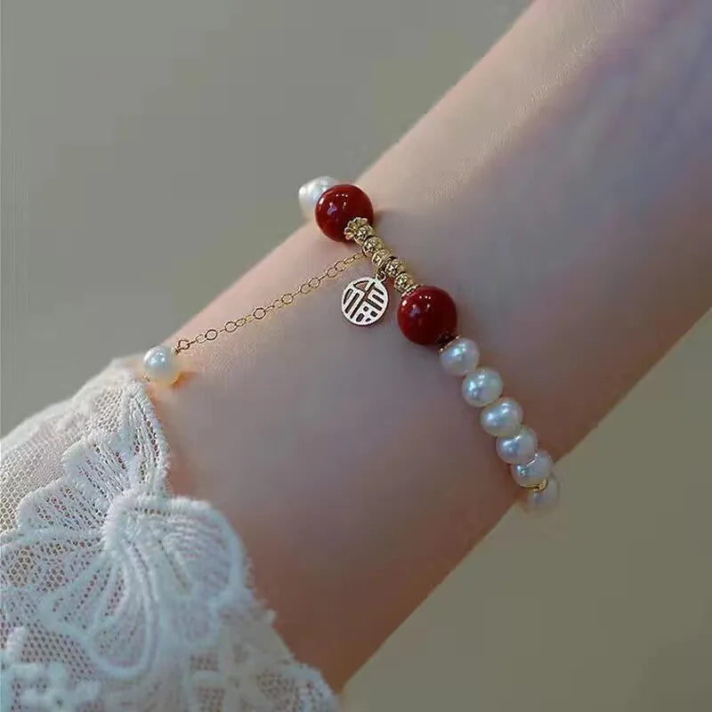 Chinese style glass bracelet with bamboo joint design elements in multiple colour options