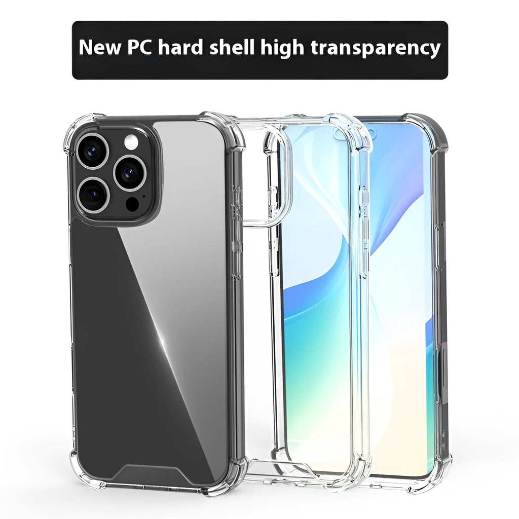 Transparent TPU PC anti-fingerprint phone case for iPhone 15 Pro Max with airbag corners