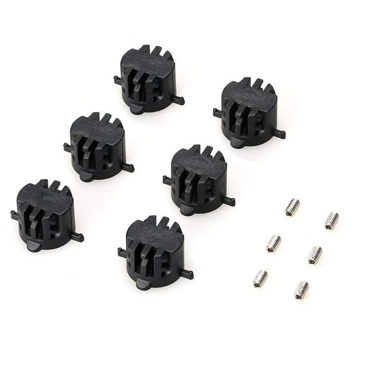 Set of six black PVC G5 tail rudder round cups for surfboard replacement