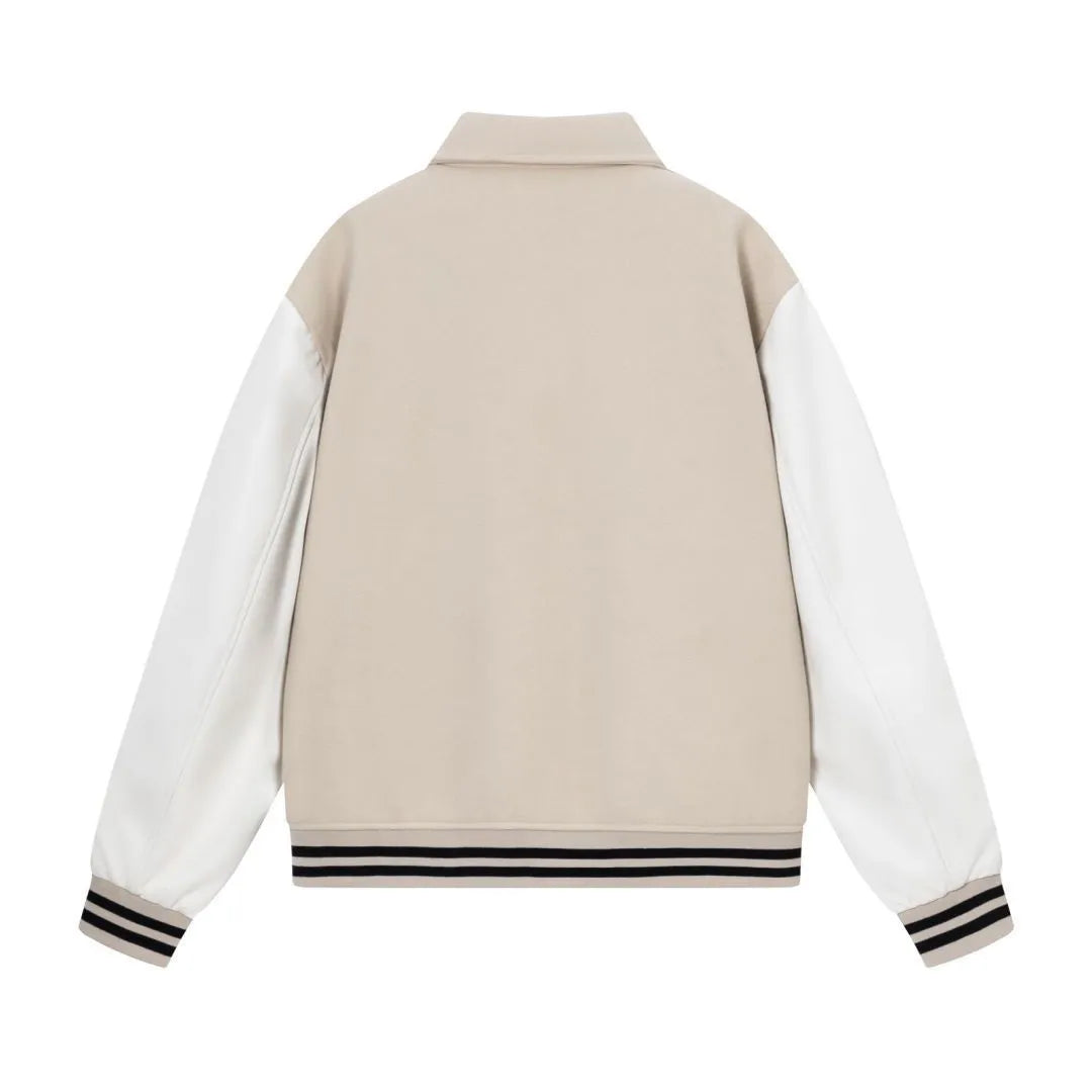 Wool jacket with bone embroidery decoration in apricot colour with cotton fabric