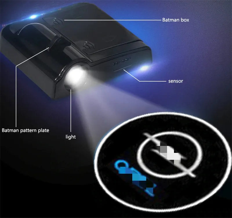 Black wireless car LED welcome door projection light showing custom logo on ground