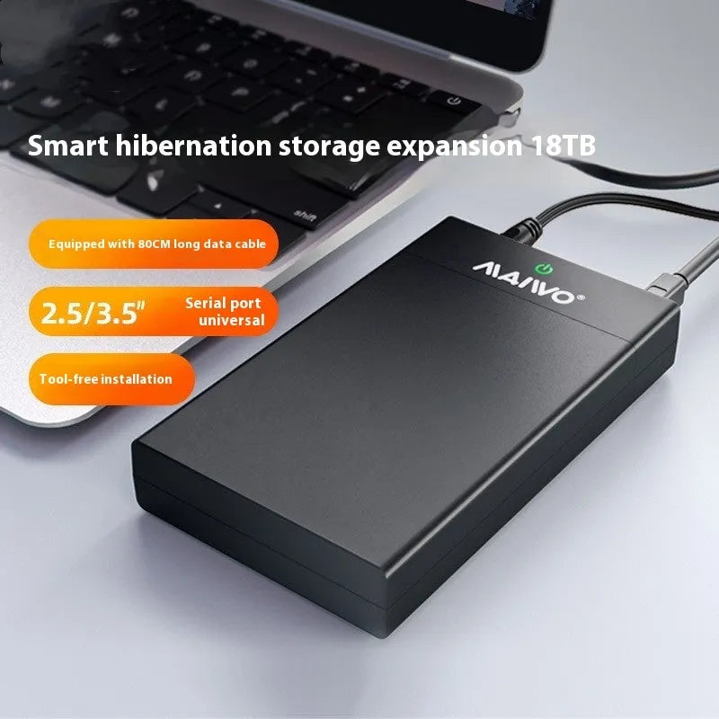 USB 3.0 hard disk enclosure for 3.5-inch SATA drives with sliding cover design