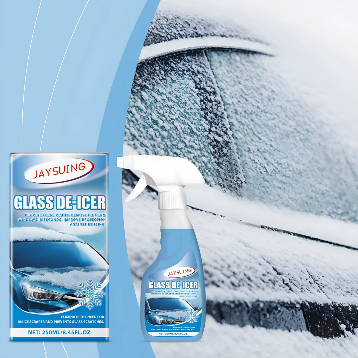 250ml windshield deicer car window ice melting spray with water and penetrant formula, 8.6 x 16.4cm