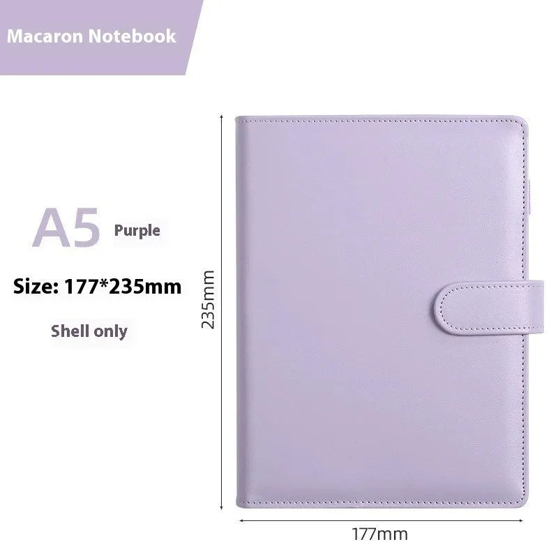 A5 PU leather zipper notebook shell in multiple colour options showing zipper closure and solid colour design