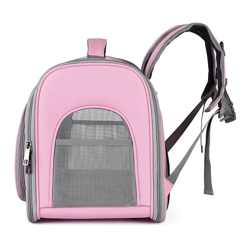 Outdoor portable see through breathable large space pet bag in polyester, 35L capacity, solid colour design
