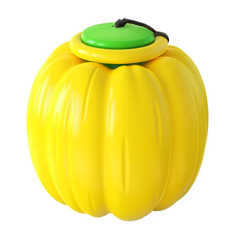 Green orange yellow plastic pumpkin dog chew toy with squeaker for small breeds