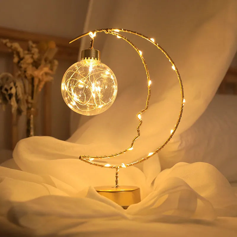 Small night light iron art moon USB decoration warm colour 10cm PC shell IP42