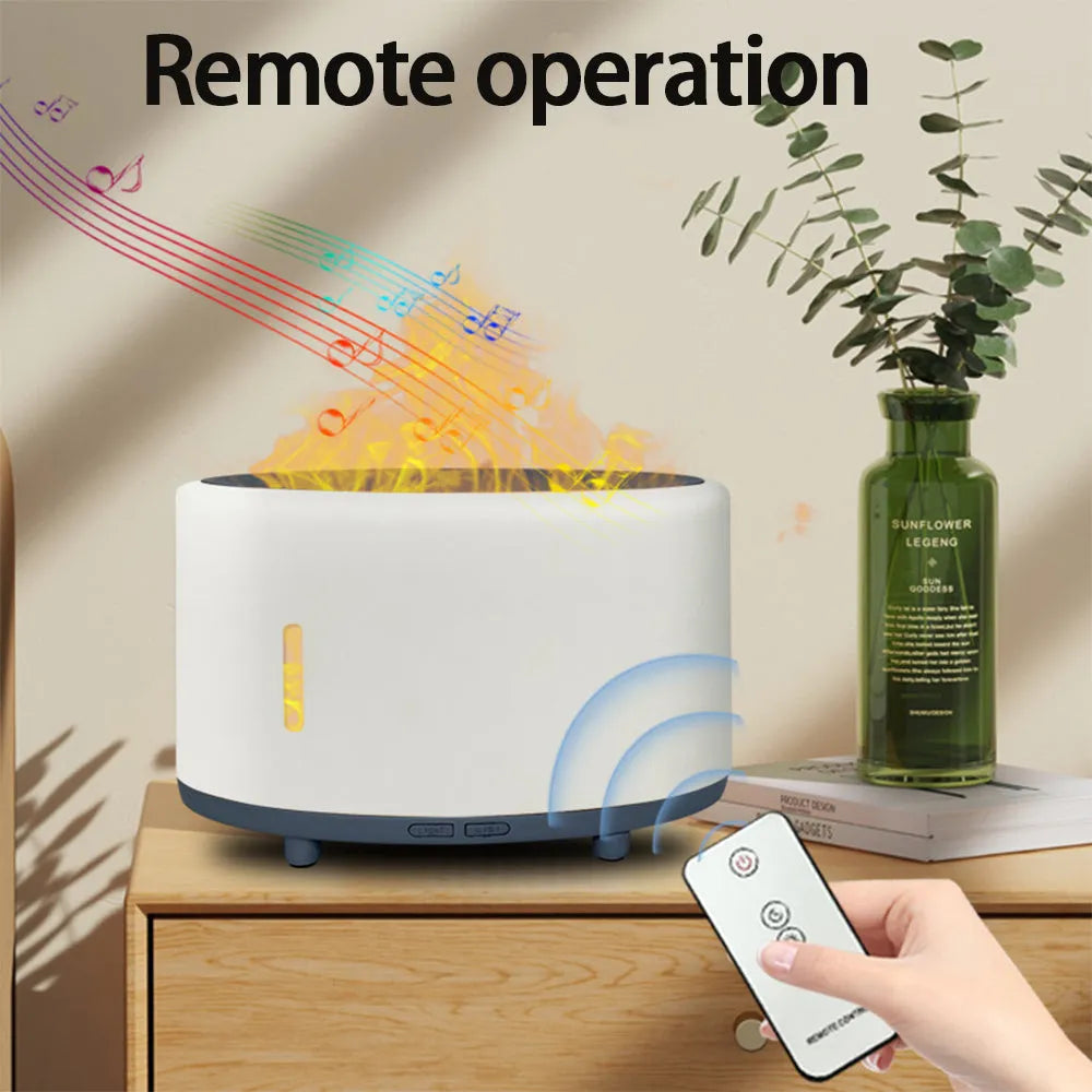 Flame humidifier with Bluetooth remote control and LED flame light effect