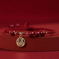 Cinnabar ethnic braided rope bracelet with blessing card for college entrance exam luck