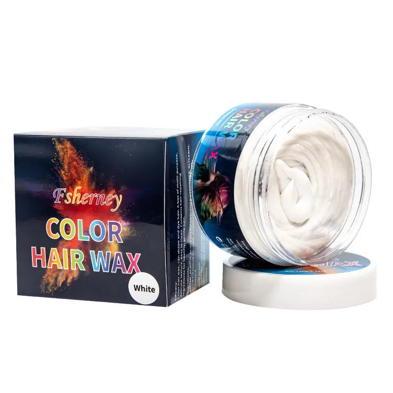 120g hair styling clay container showing temporary colour options including granny grey and rose red