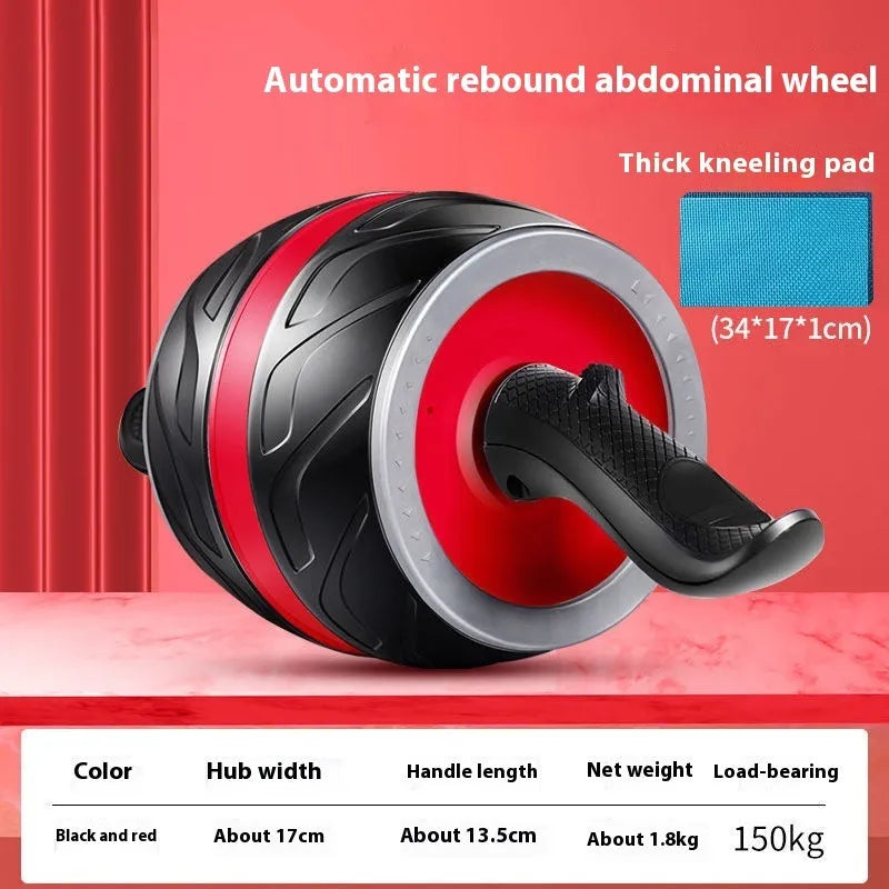 Orange four-wheel abdominal exercise roller with automatic rebound and six visible elbow supports.