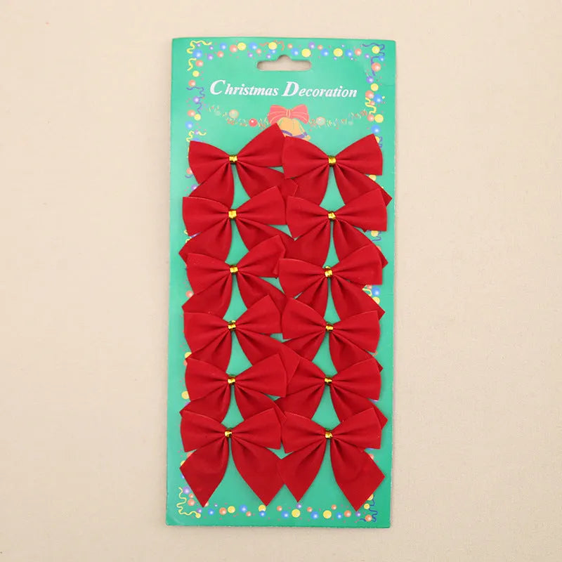 5 cm polyester Christmas decoration bows in red, gold, silver, and red gold colour options
