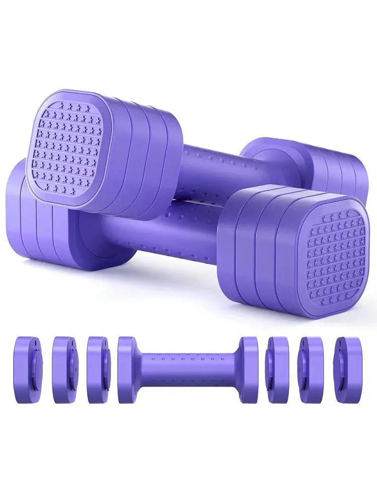 Set of pink detachable 5lb dumbbells for women's home fitness and slimming workouts.