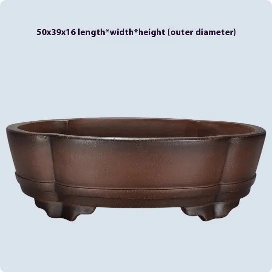 A classical simple purple clay flower pot for plants, shown with approximate dimensions 50cm by 39cm.
