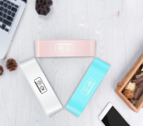 Rectangular blue multifunctional LED alarm clock with digital display and multicoloured atmosphere lighting