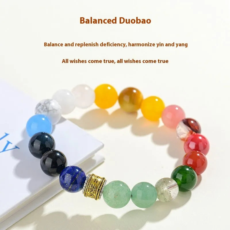Crystal five elements Duobao bracelet for men and women geometric shape round elements