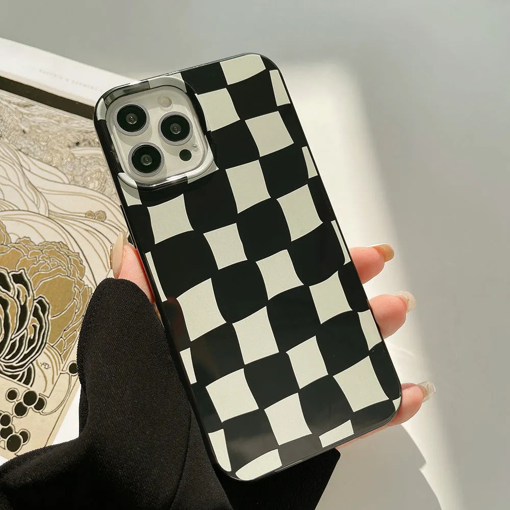 Bright Black Twisted Grid TPU back cover for iPhone 13 Pro Max
