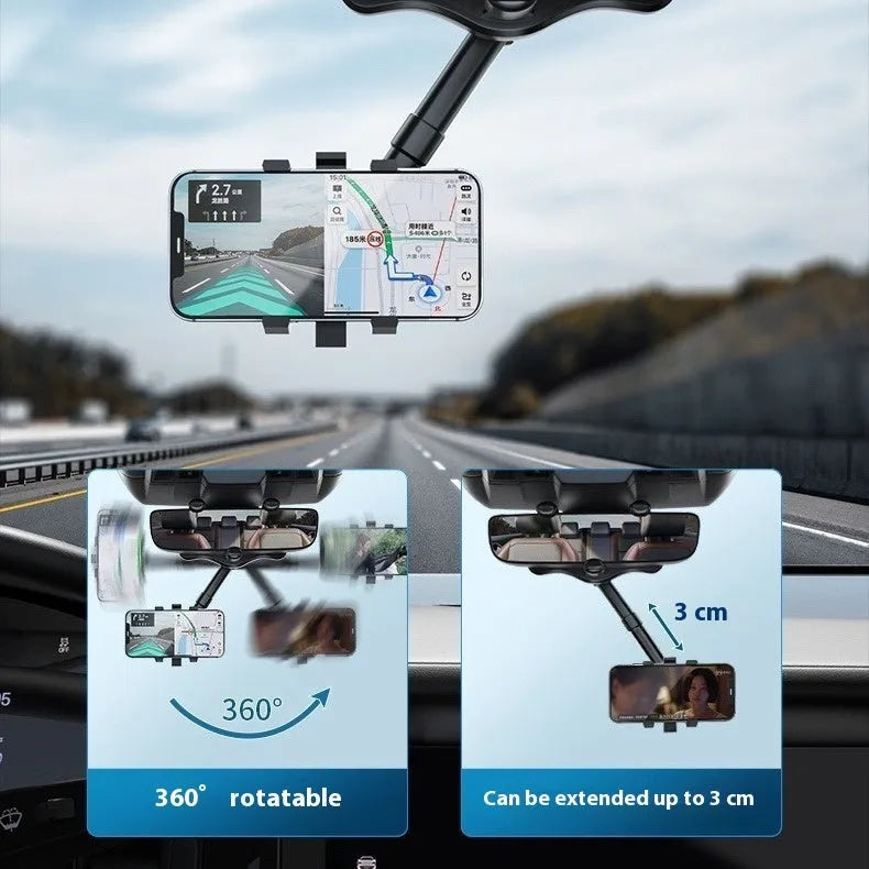 Anti-shake shockproof mobile phone holder navigation bracket in Mirror 5 Generation Black, plastic body, single pack