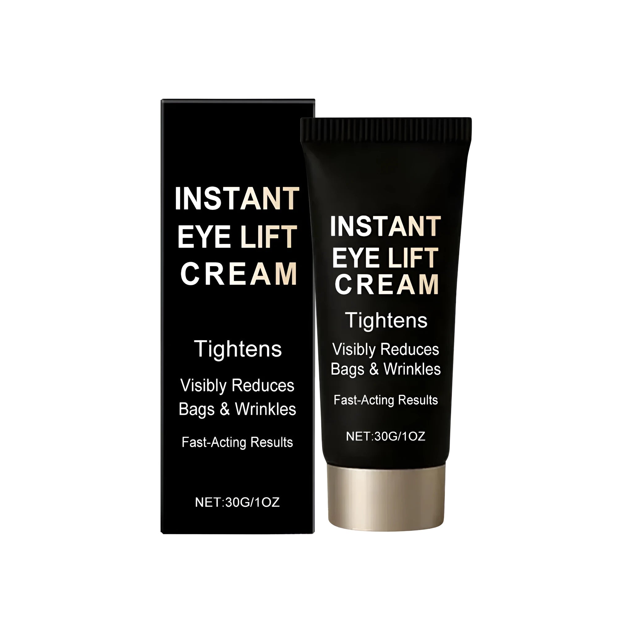 30g jar of eye cream for dark circles and puffiness with hyaluronic acid and vitamin E.