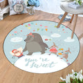 Cartoon crystal velvet round carpet with anime print in multiple colours, 60x60cm to 200x200cm sizes