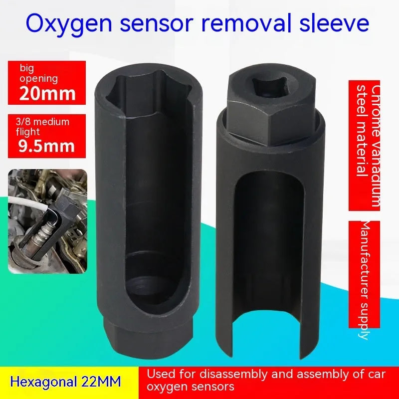 Black chromium vanadium steel oxygen sensor socket sleeve with 22mm internal diameter for automotive use