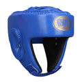 Red fully enclosed boxing helmet with jaw protection for combat training