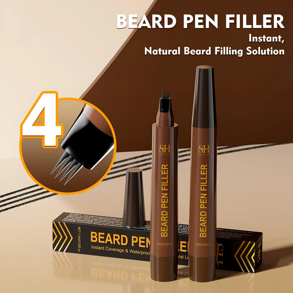 Men's sweatproof waterproof beard eyebrow pencil in black and dark brown shades for natural-looking facial hair enhancement