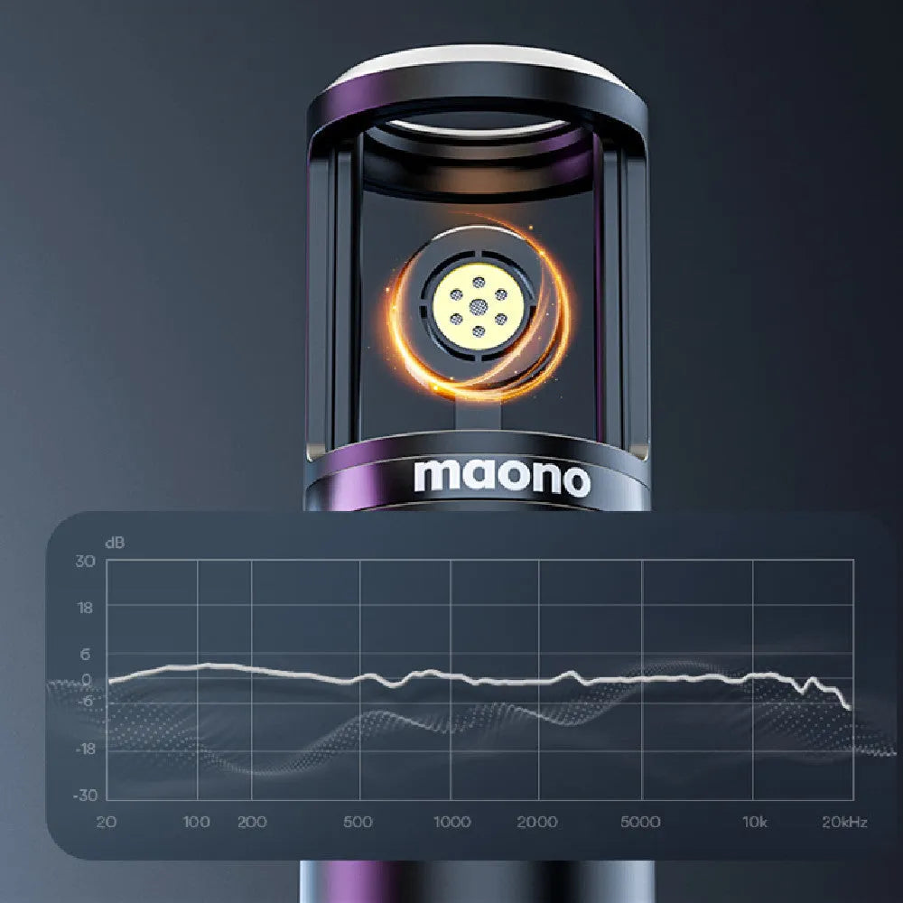 Maono Shunk PM320 black and gold live microphone set with XLR connector on stand