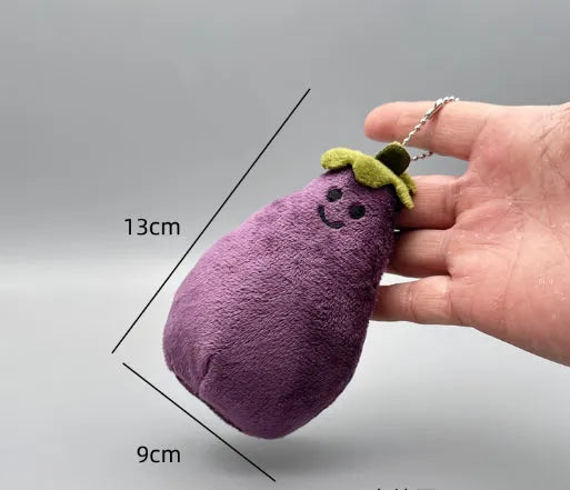 Funny Vegetable Series plush keychain with onion garlic and broccoli pendant in super soft short plush