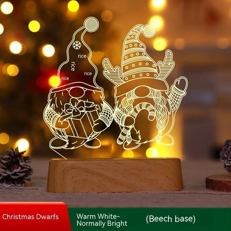 Acrylic Christmas LED night light with 3D holiday designs