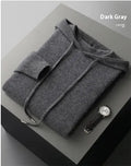 Men's light grey cashmere hoodie and matching trousers casual set laid flat.
