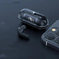 Air13 Pro fully transparent Bluetooth earphones with charging case in four colours: black, light green, pink, white