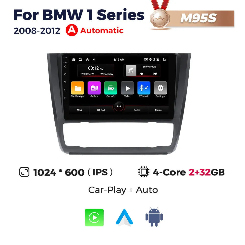9-inch Android car navigation and central control touchscreen unit for BMW E87 vehicles.