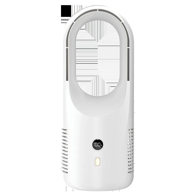 Desktop bladeless USB fan with LED display and rechargeable battery for portable cooling