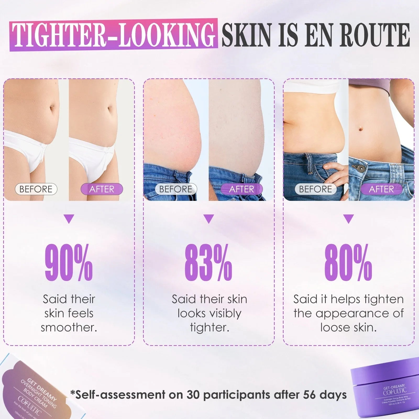 Cofultic Night Sleep Tightening Cream 100ml jar with pump dispenser, shown on a soft surface