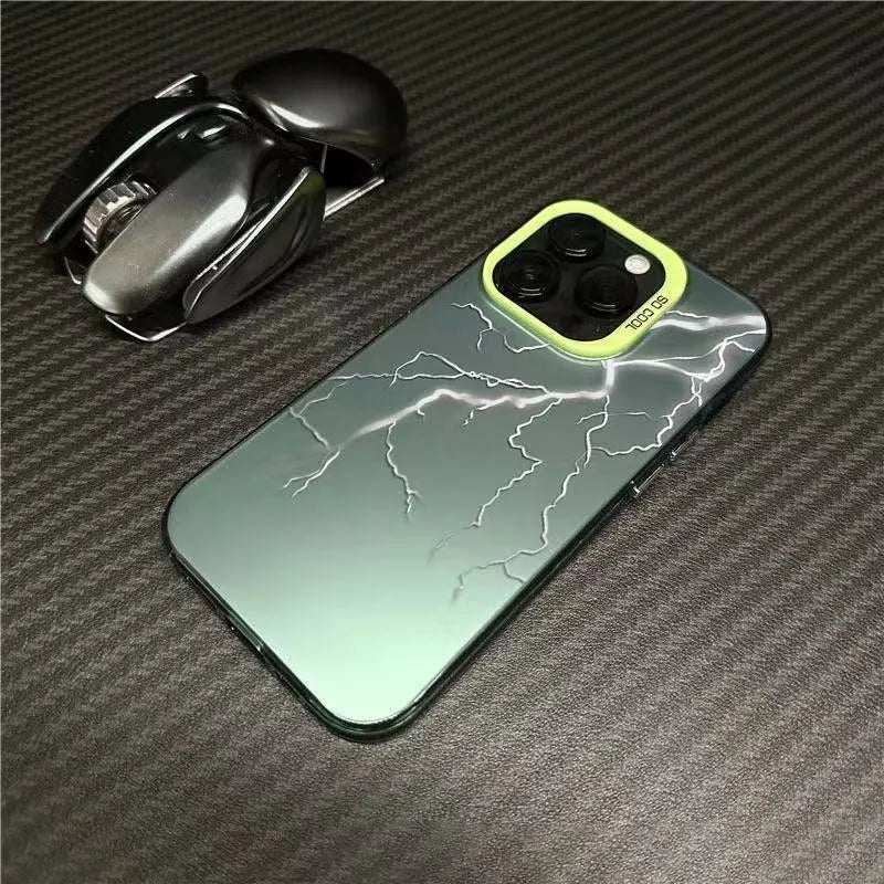 Silver Lightning hard PC frosted phone case in Black for iPhone, with laser stereo pattern and cutouts for camera and ports