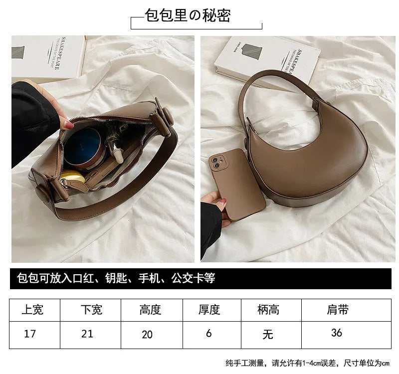 Retro dumpling-shaped women's shoulder bag in PU leather, shown in cream yellow colour.