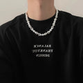 Thorn splicing pearl necklace with alloy chain and imitation pearls, adjustable 41-50cm