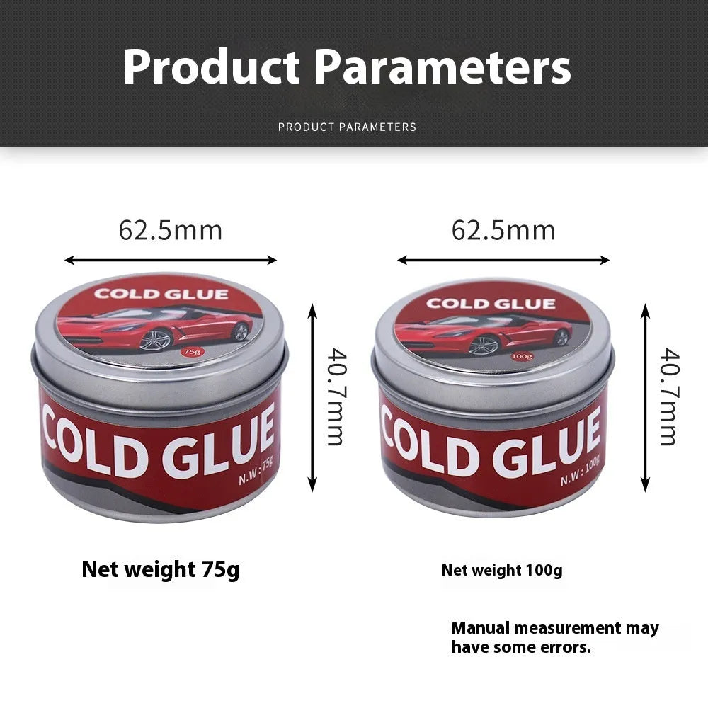 Tube of automotive cold glue for car dent repair with 75g or 100g size options