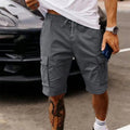 Men's straight-leg cropped workwear shorts in army green, showcasing loose fit and summer casual style.