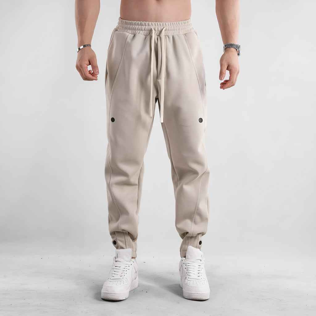Men's loose fit cotton composite milk silk sports trousers in solid colours for spring autumn outdoor casual wear
