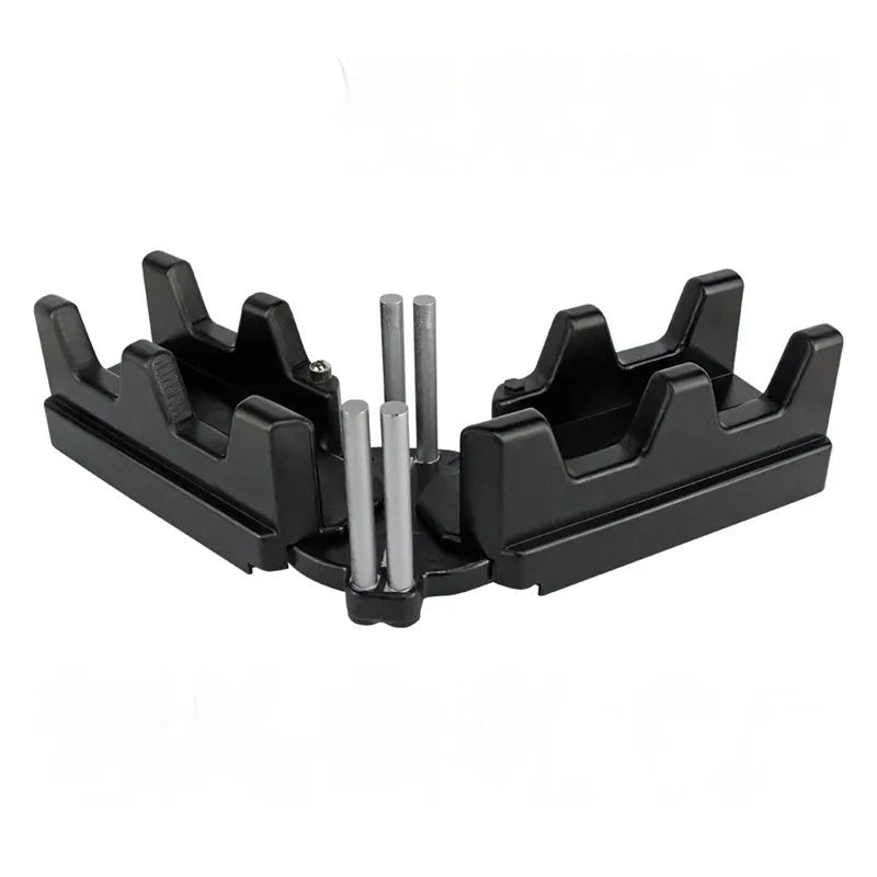 2-in-1 mitre measuring cutting tool in black and yellow with plastic ABS and stainless steel construction