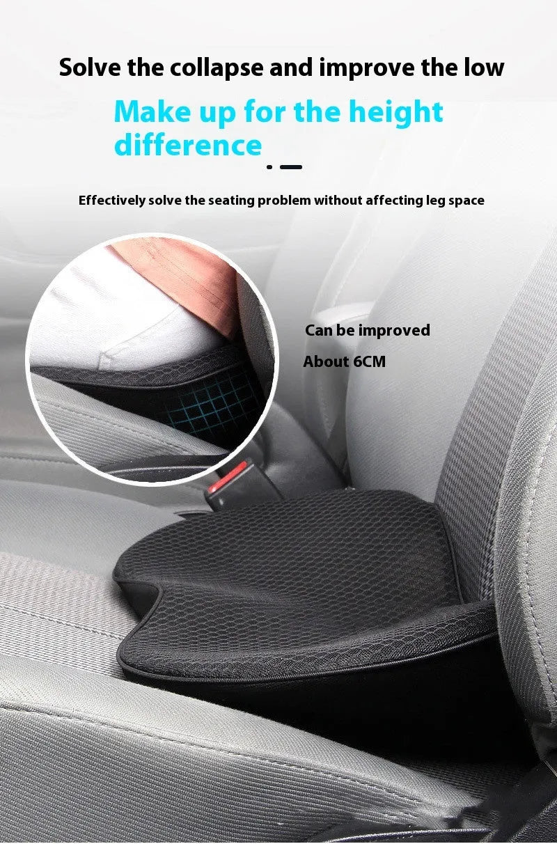 A flat car seat cushion with memory foam filler shown in a choice of four colours.