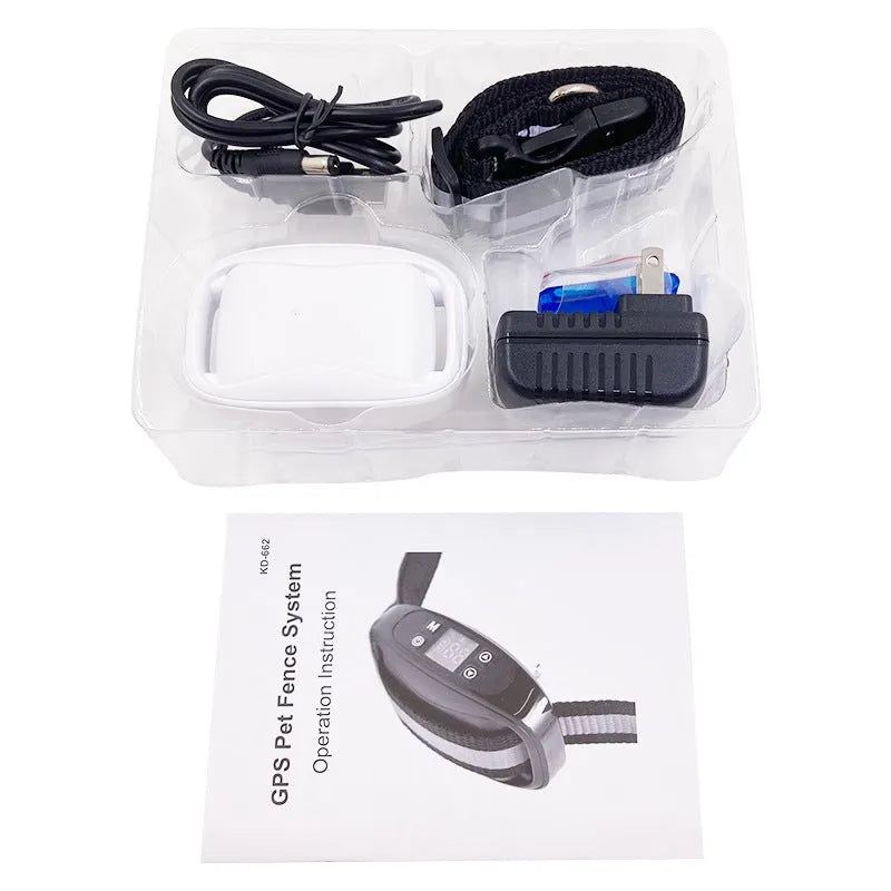 Electronic dog trainer bark stopper with plastic body and nylon strap, black and white colour options