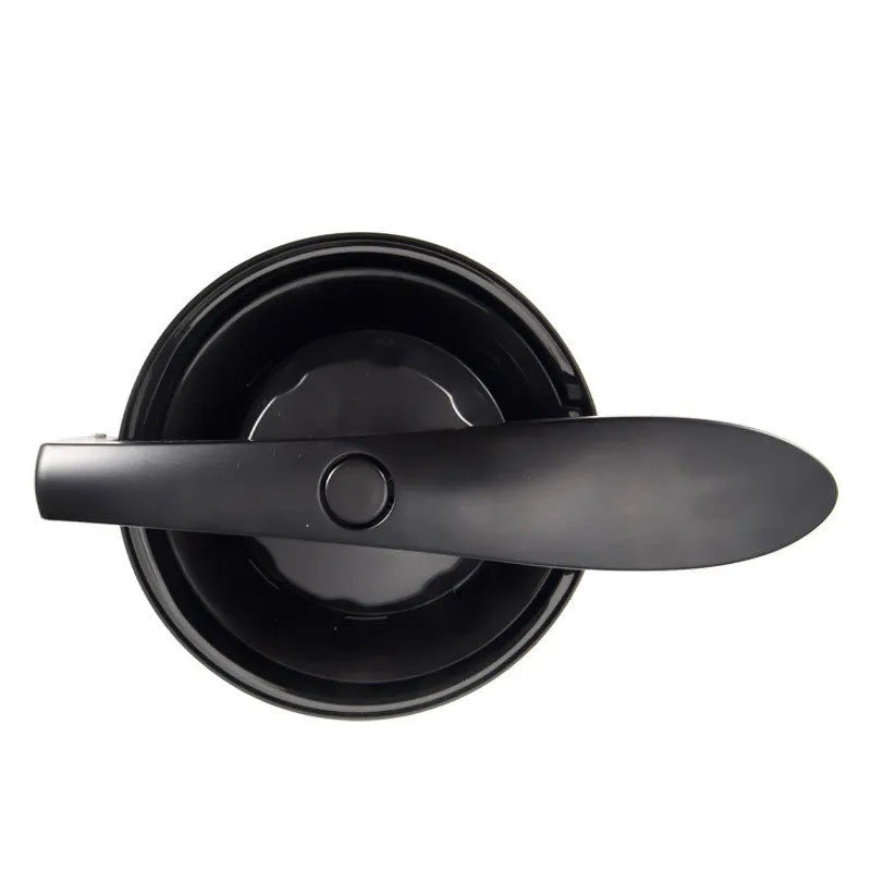 Stainless steel manual citrus juicer with vertical screw rod for lemon and orange juice separation.