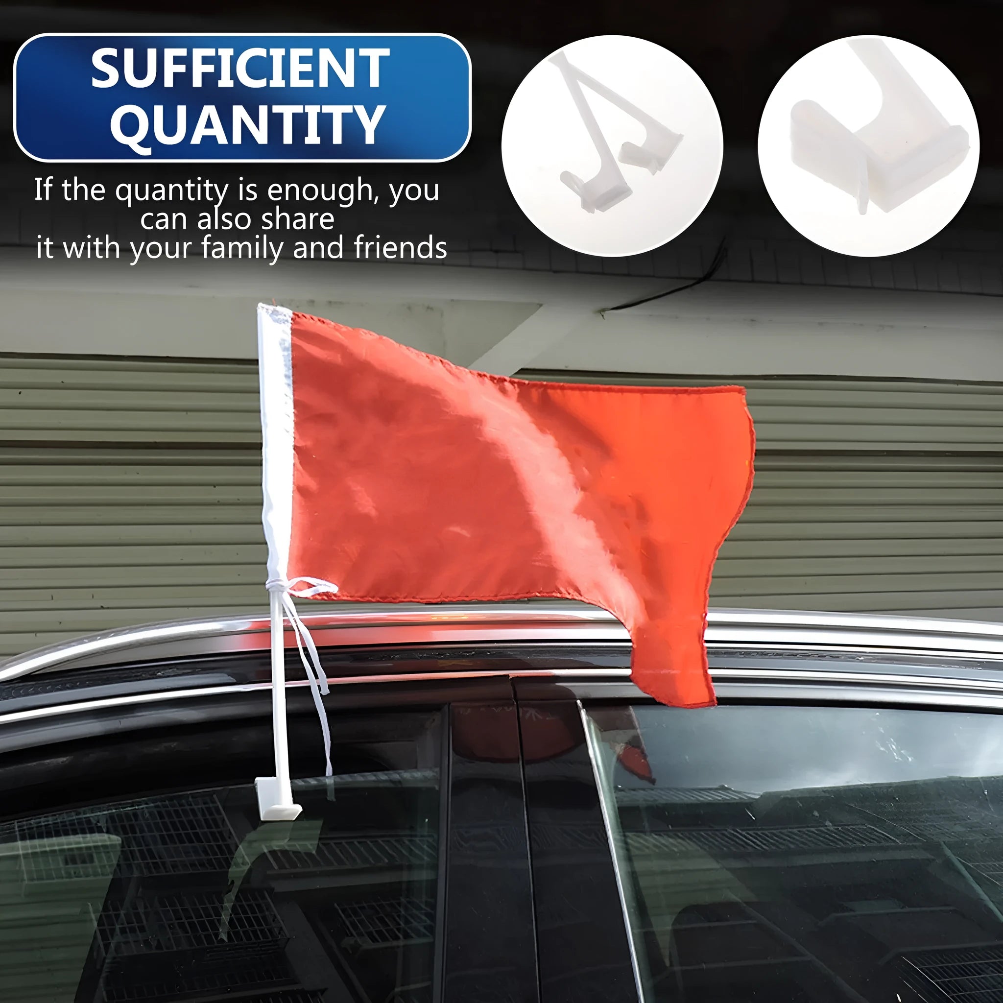 White PP plastic car window flag pole holder bracket clip set of 10 pieces