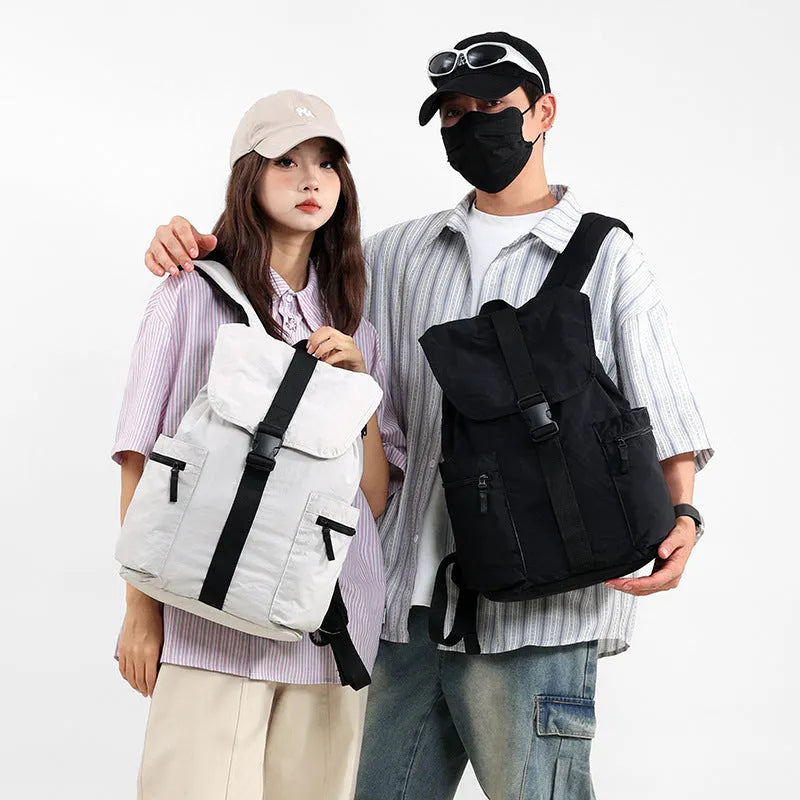 Unisex casual backpack in solid colour, PU exterior, nylon lining