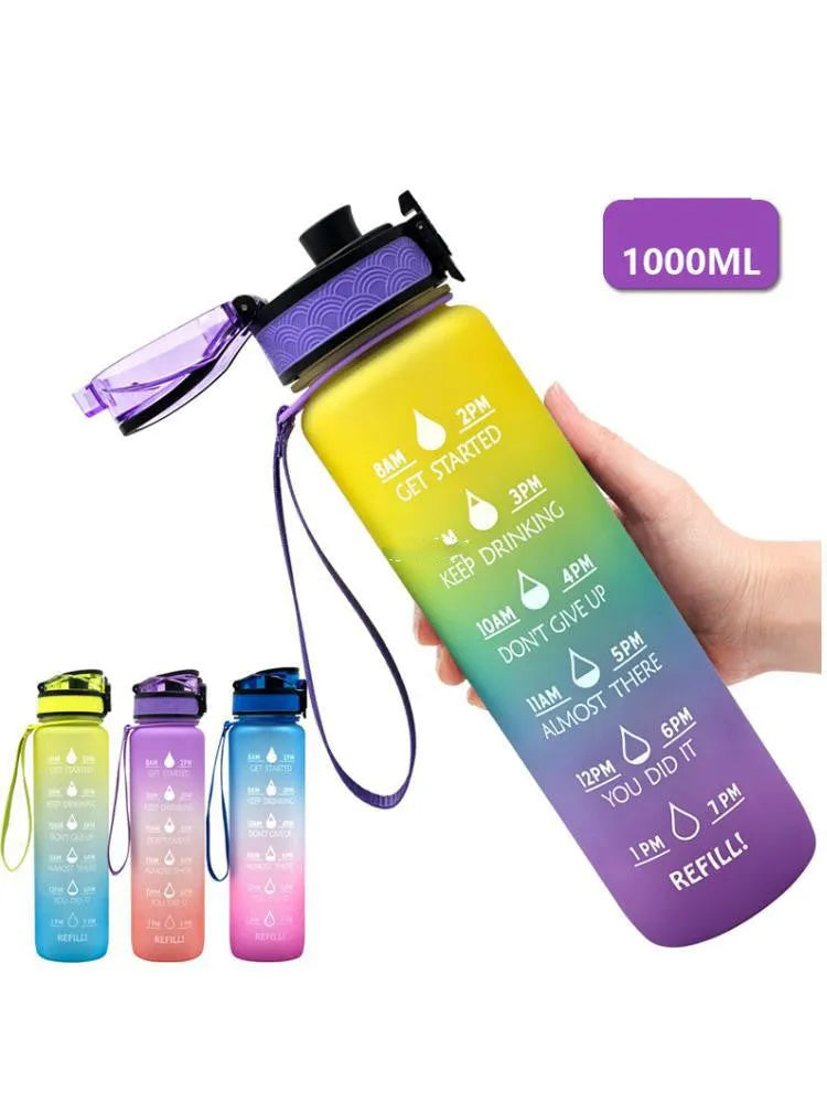 Clear transparent Tritan sports water bottle with 1000ml capacity and infuser