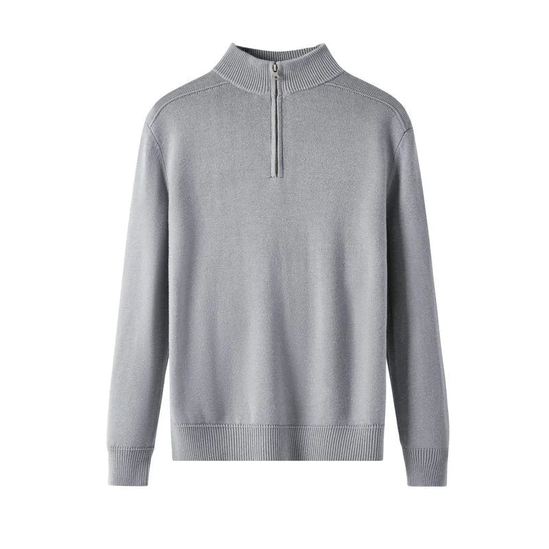 Men's casual sweater thickened wool base shirt long sleeve slim fit pullover in multiple colours black light gray bronze coffee blue gray apricot stone sand